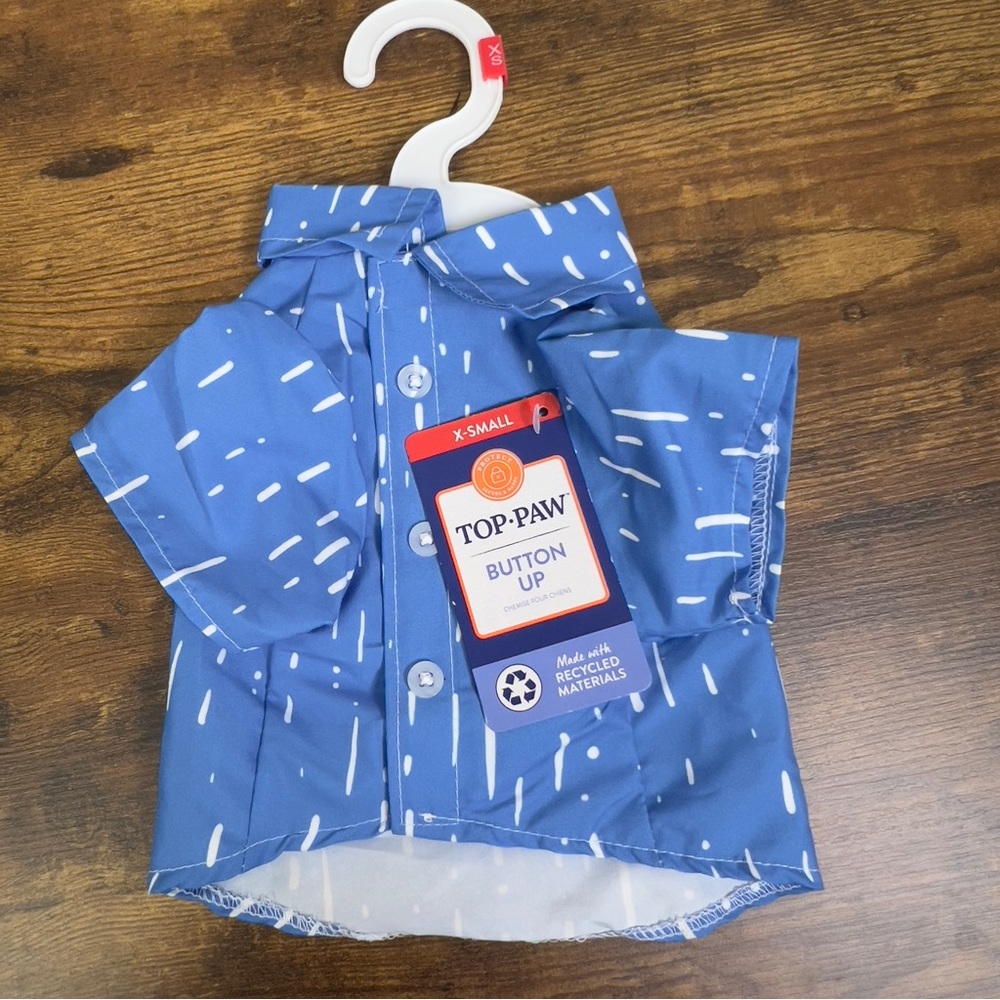 Top Paw Dog Shirt Button Up X-Small Blue & White Stripe Button Up
